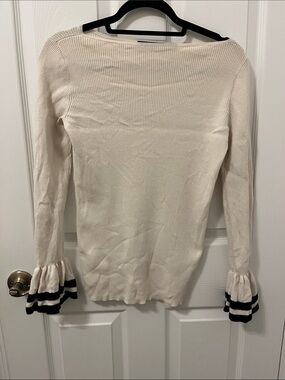 Lauren Ralph Lauren Cream Ribbed Knit Top
